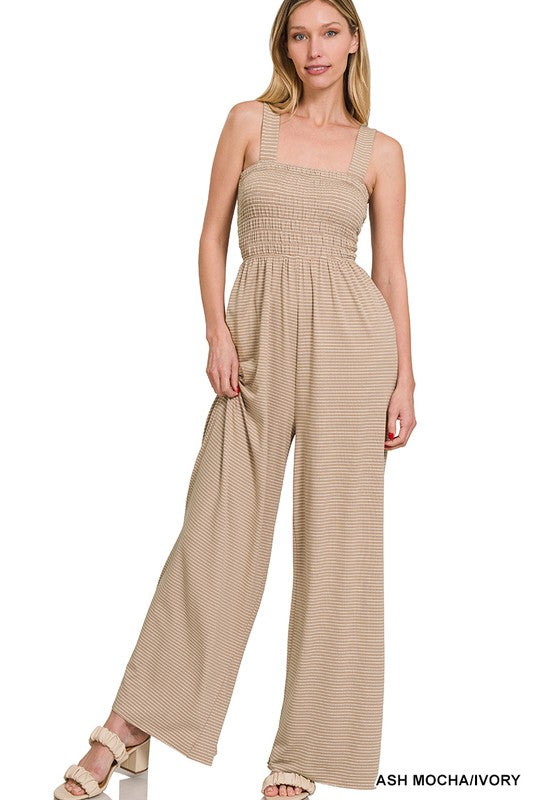 swvws Smocked Top Striped Jumpsuit