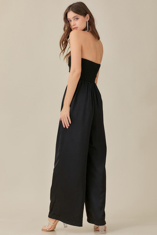 swvws Overlapping Top Detailed Jumpsuit