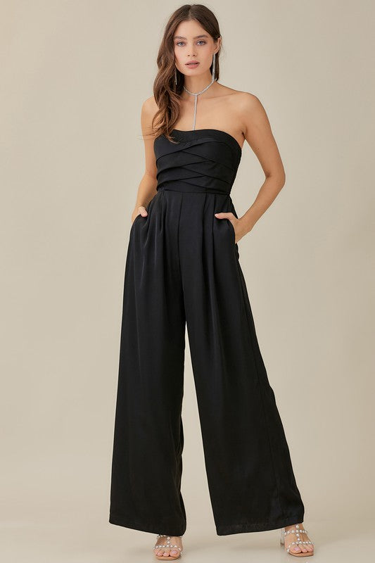 swvws Overlapping Top Detailed Jumpsuit