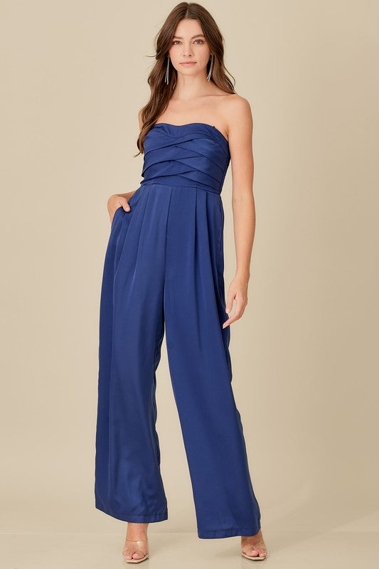 swvws Overlapping Top Detailed Jumpsuit