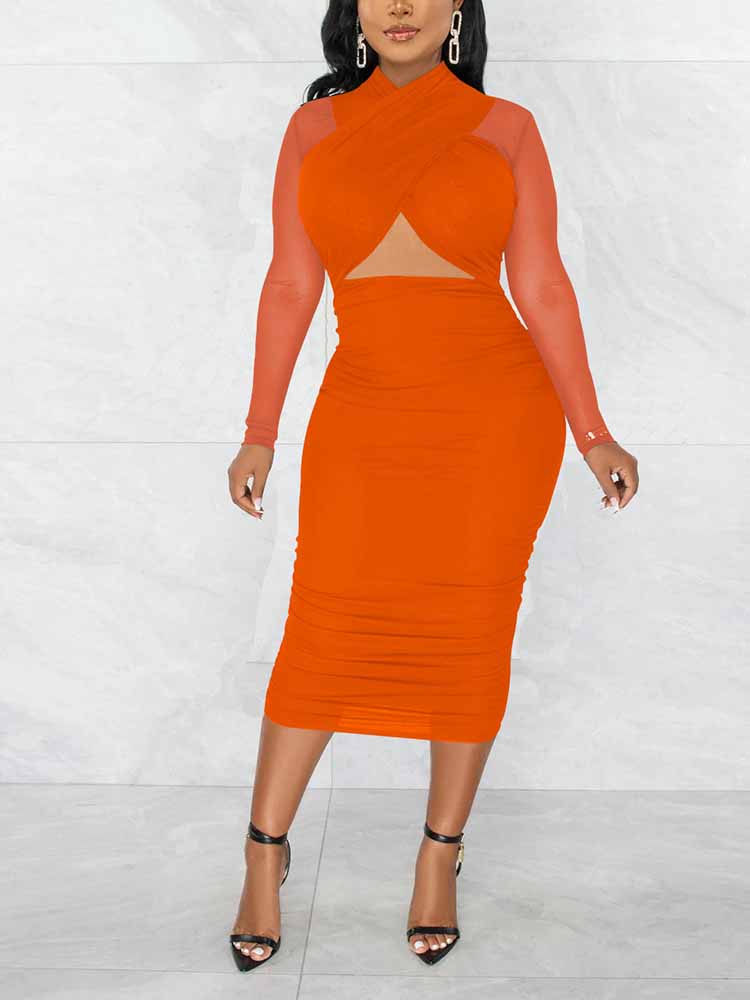 Sixsr Bodycon Mesh Cut Out Party Dresses