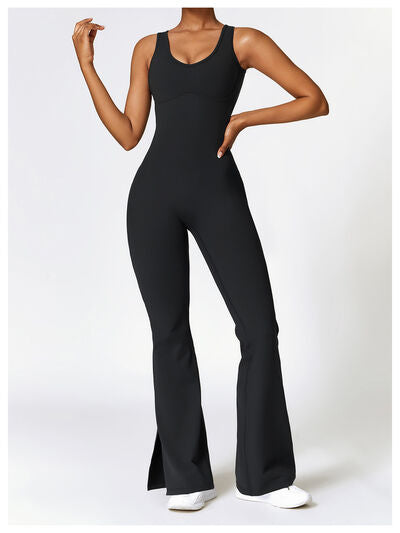 swvws Wide Strap Bootcut Slit Active Jumpsuit