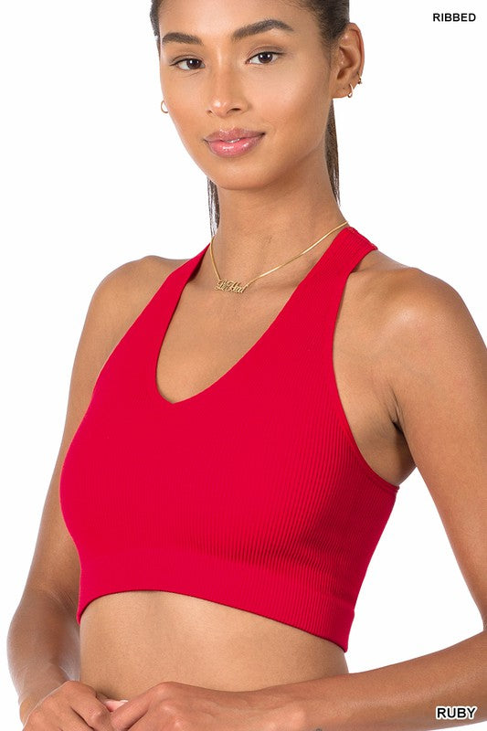 swvws Ribbed Cropped Racerback Tank Top