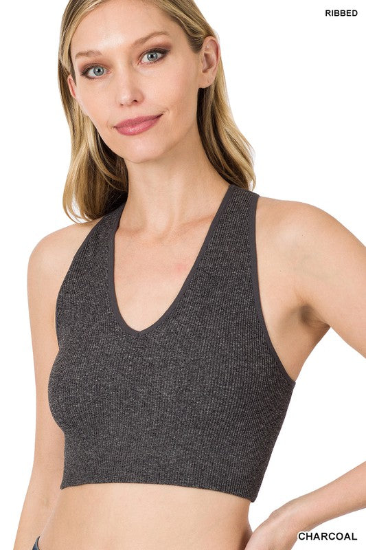 swvws Ribbed Cropped Racerback Tank Top