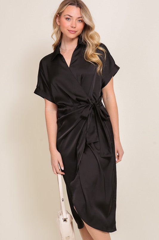 swvws Surplice Satin Wrap Dress