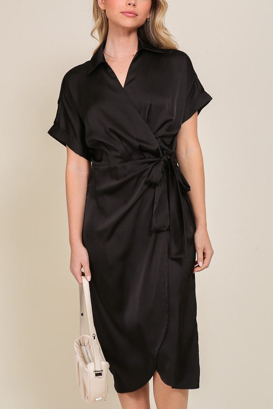 swvws Surplice Satin Wrap Dress