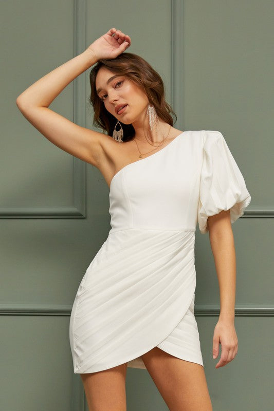 swvws One Shoulder Ruffle Dress