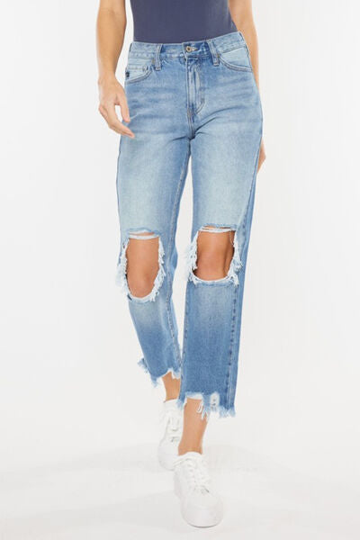 swvws Kancan High Waist Chewed Up Straight Mom Jeans