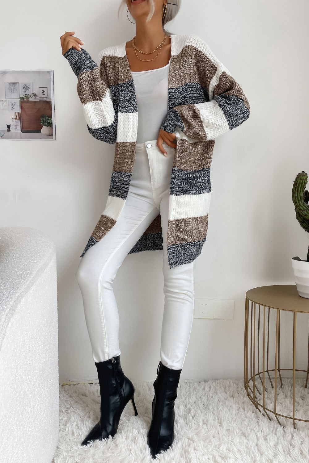 swvws Striped Long Sleeve Duster Cardigan