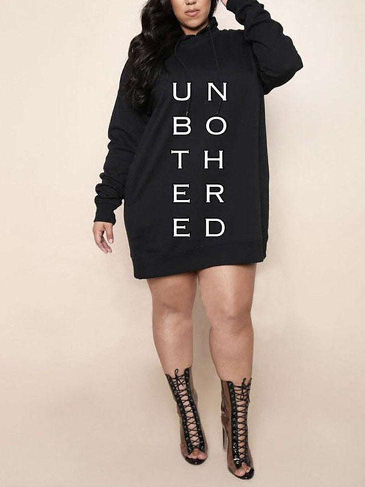 Sixsr Letter Print Hoodie Dress