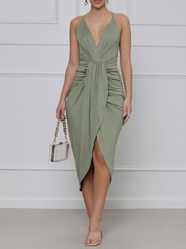 Sixsr Ruched Irregular Cami Dress