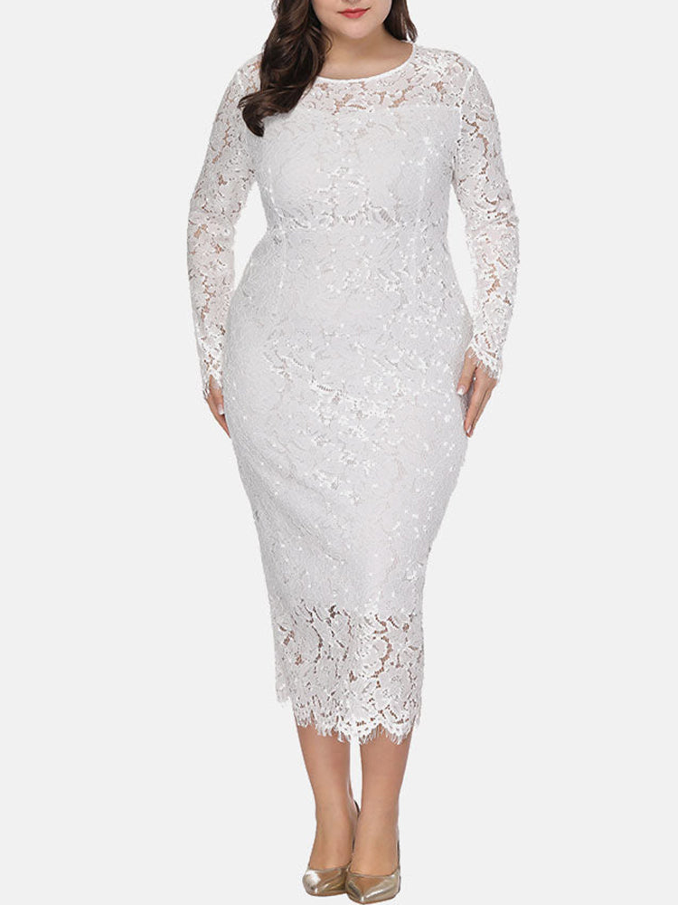 Sixsr Long Sleeve Lace Maxi Dress