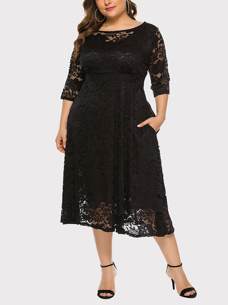 Sixsr Lace Evening A-Line Dress