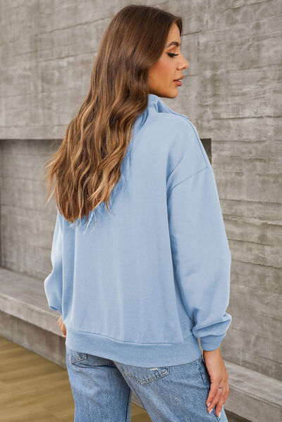 swvws Quarter Zip Dropped Shoulder Sweatshirt