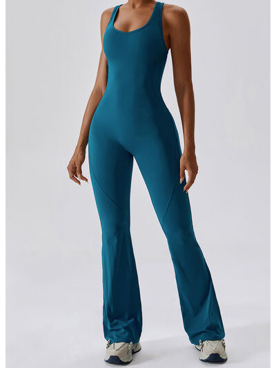 swvws Cutout Wide Strap Bootcut Active Jumpsuit