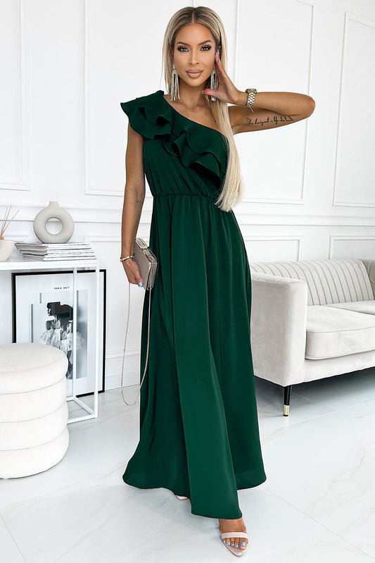 swvws One-Shoulder Ruffled Maxi Dress