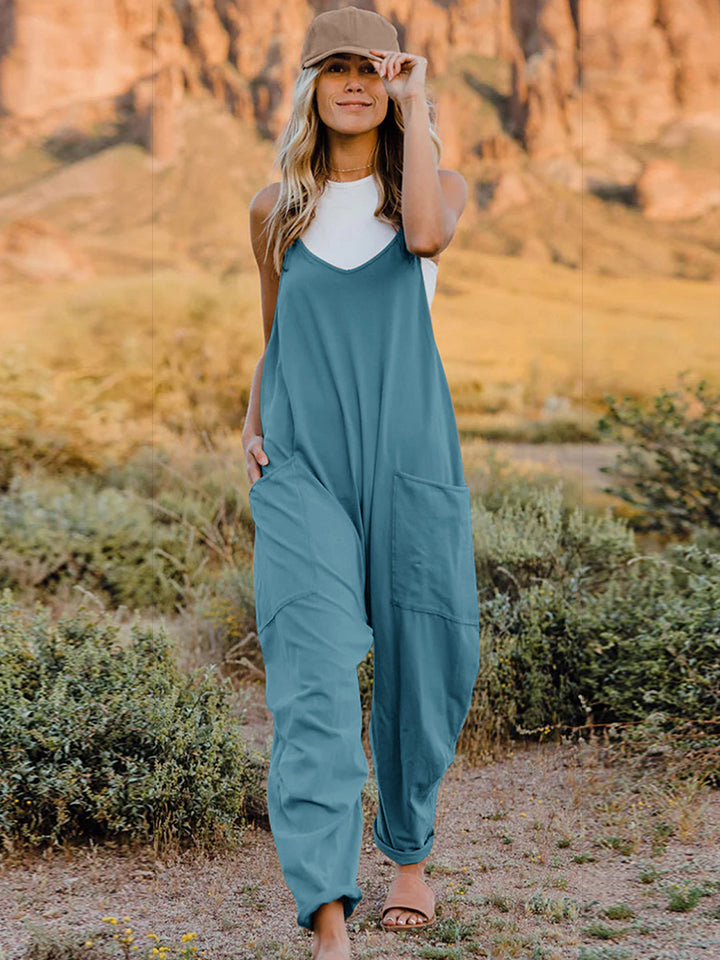 swvws V-Neck Sleeveless Jumpsuit with Pocket