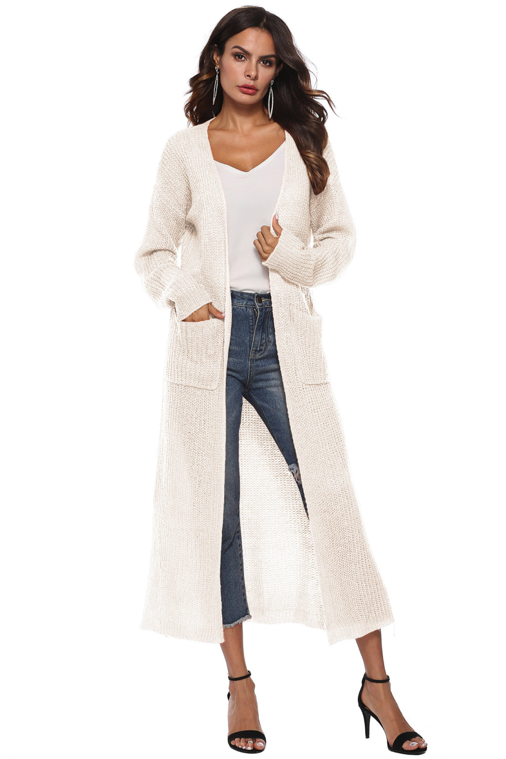 swvws Long Sleeve Open Front Buttoned Cardigan