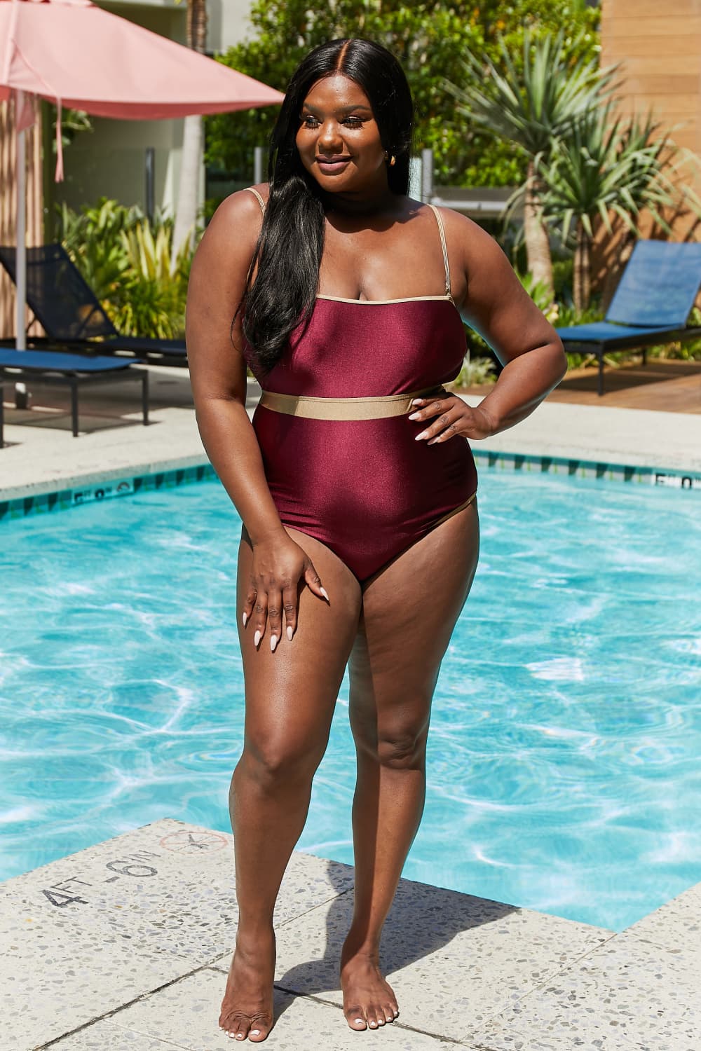 swvws Marina West Swim Wave Break Contrast Trim One-Piece in Wine