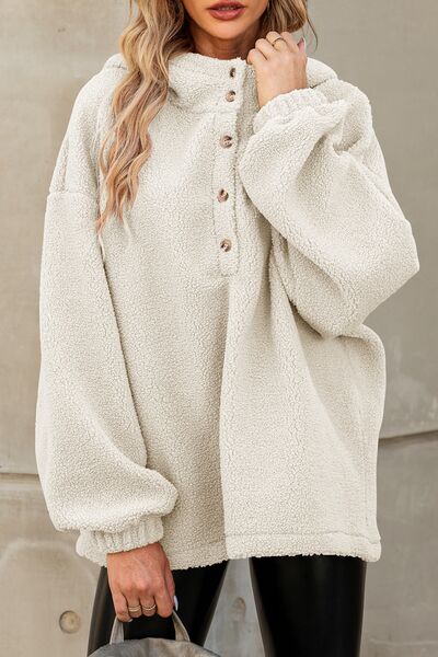 swvws Sherpa Dropped Shoulder Long Sleeve Hoodie