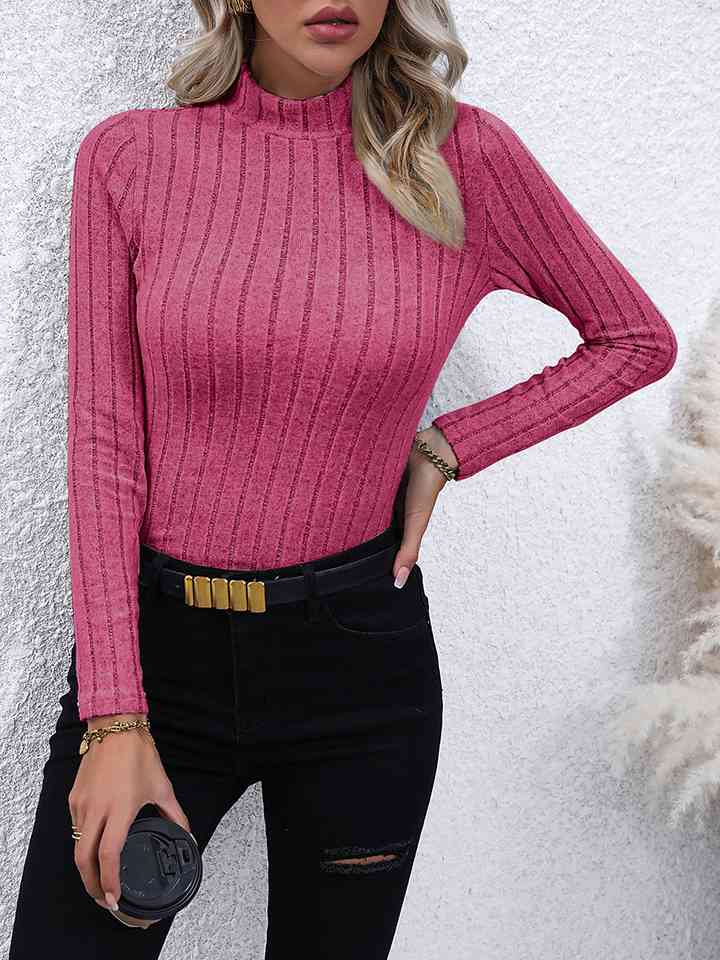 swvws Mock Neck Long Sleeve Knit Top