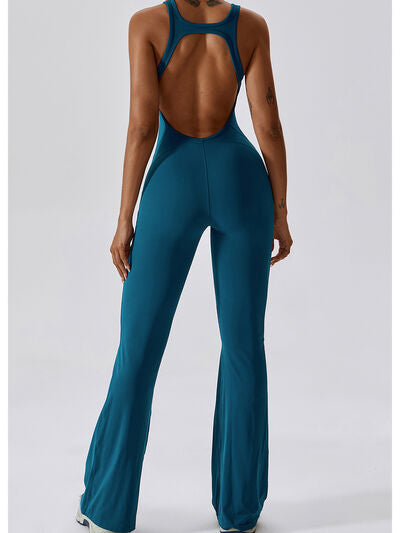 swvws Cutout Wide Strap Bootcut Active Jumpsuit