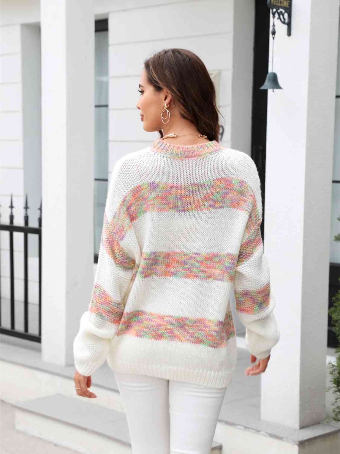 swvws Striped Drop Shoulder Sweater