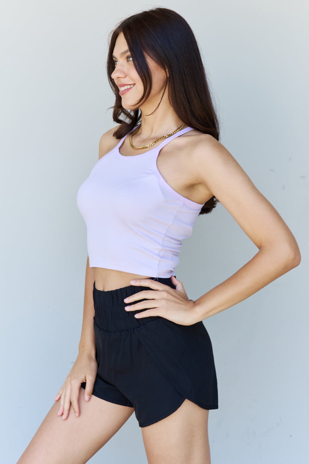 swvws Ninexis Everyday Staple Soft Modal Short Strap Ribbed Tank Top in Lavender