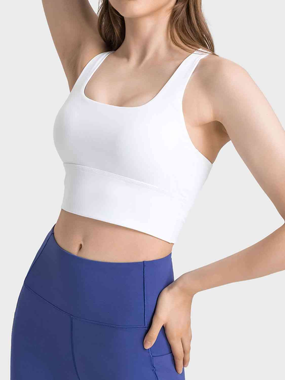 swvws Scoop Neck Crisscross Straps Sports Bra