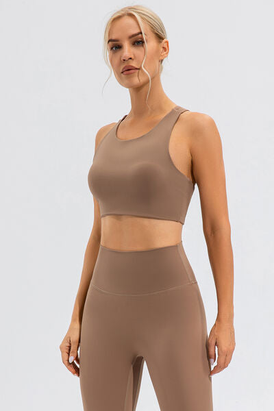 swvws Round Neck Cutout Cropped Active Tank