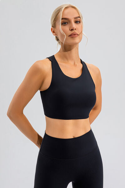 swvws Round Neck Cutout Cropped Active Tank