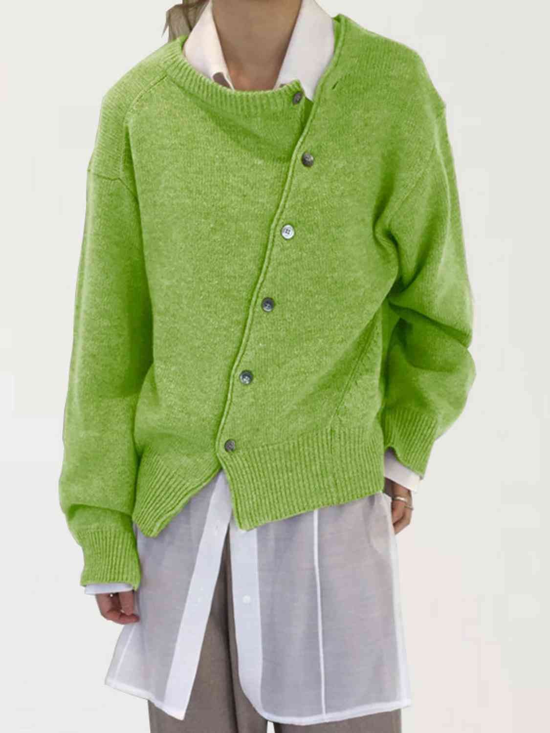 swvws Dropped Shoulder Buttoned Cardigan