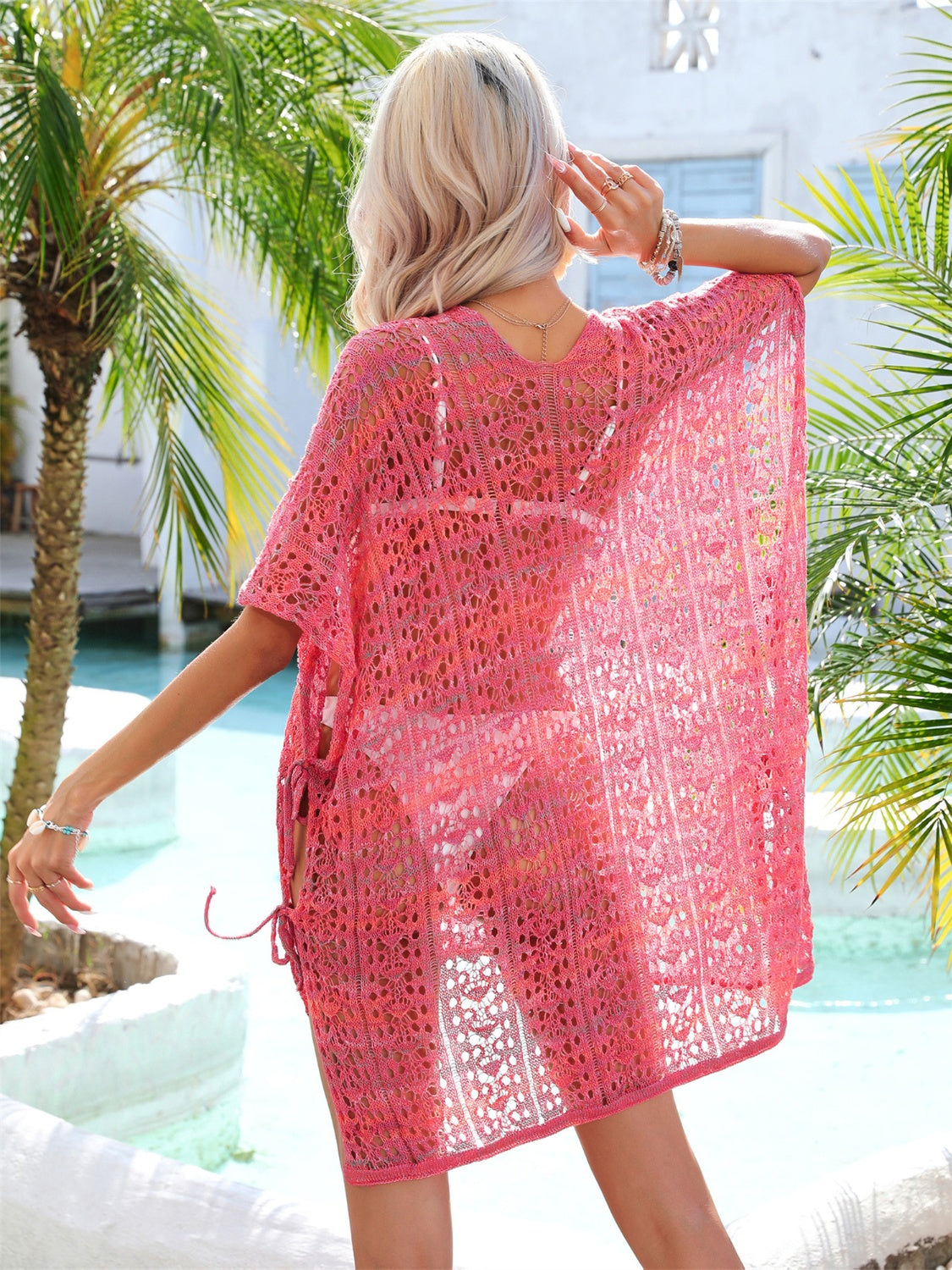 swvws Slit Openwork V-Neck Cover Up