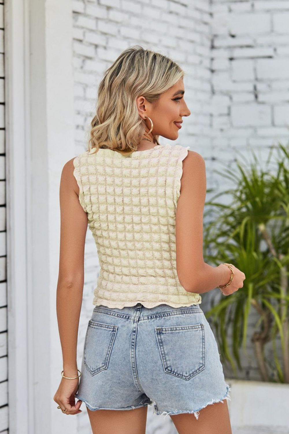 swvws Textured Round Neck Tank