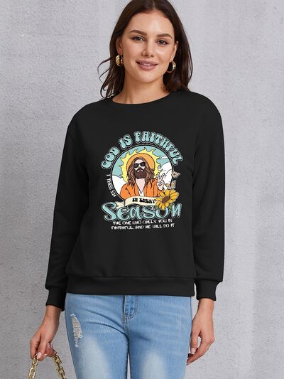 swvws Graphic Round Neck Dropped Shoulder Sweatshirt