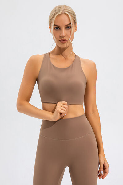 swvws Round Neck Cutout Cropped Active Tank