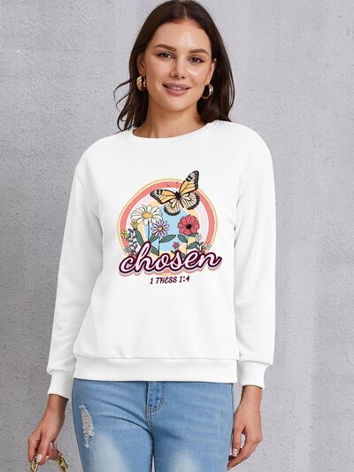 swvws Butterfly Round Neck Dropped Shoulder Sweatshirt