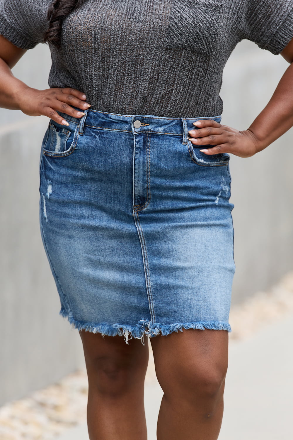 themeisles RISEN Amelia Full Size Denim Mini Skirt