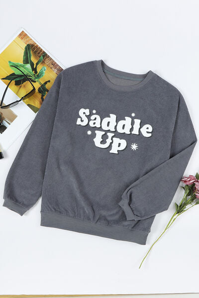 swvws SADDLE UP Round Neck Dropped Shoulder Sweatshirt