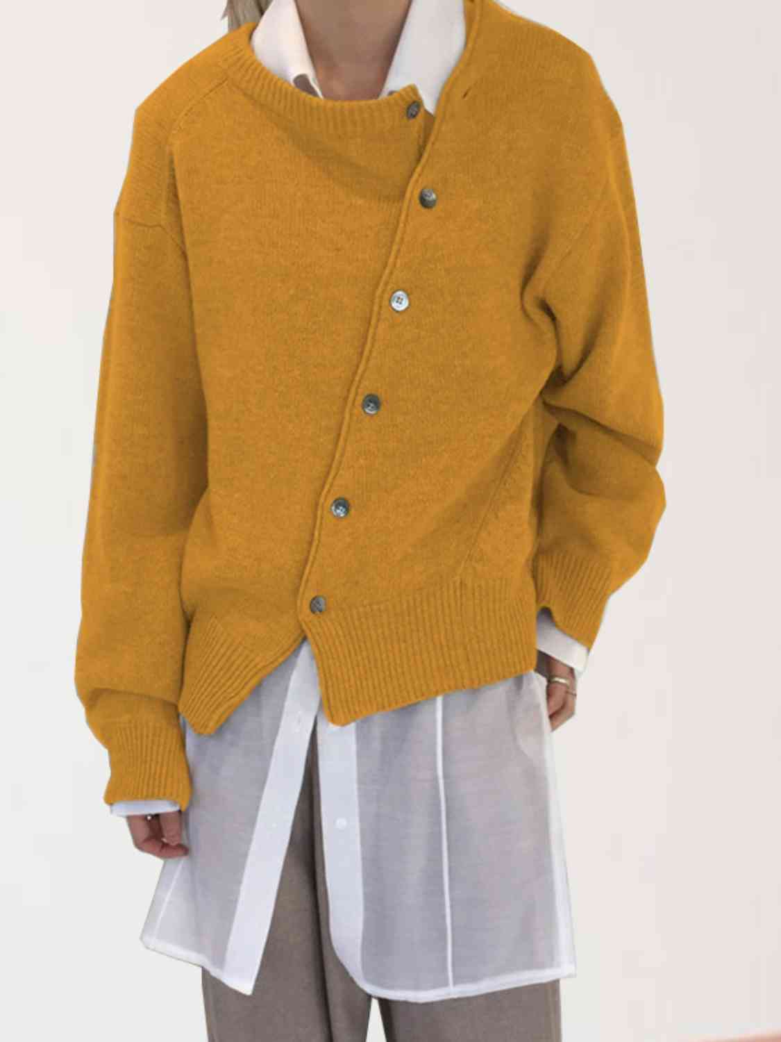 swvws Dropped Shoulder Buttoned Cardigan