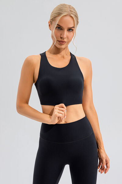 swvws Round Neck Cutout Cropped Active Tank