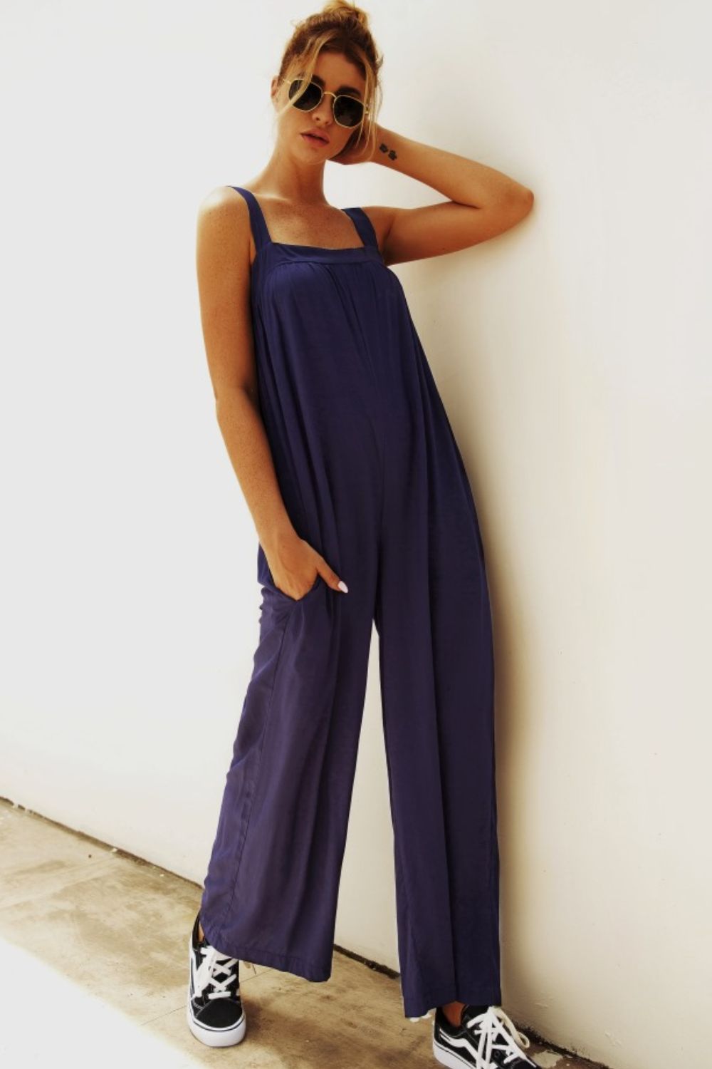 swvws Wide Strap Wide Leg Jumpsuit