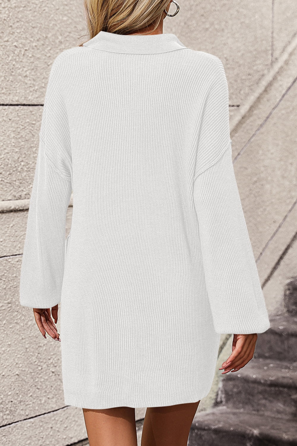 swvws Johnny Collar Drop Shoulder Sweater Dress