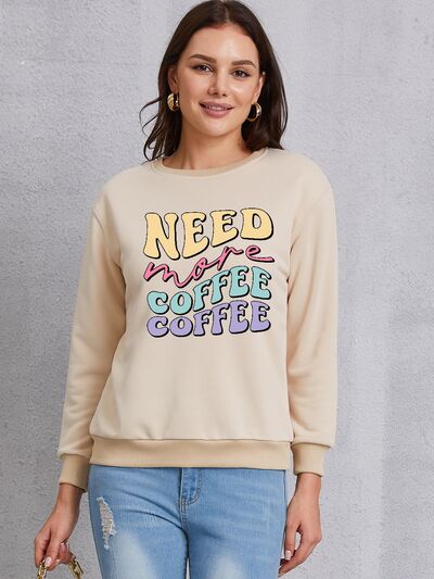 swvws NEED MORE COFFEE Round Neck Sweatshirt