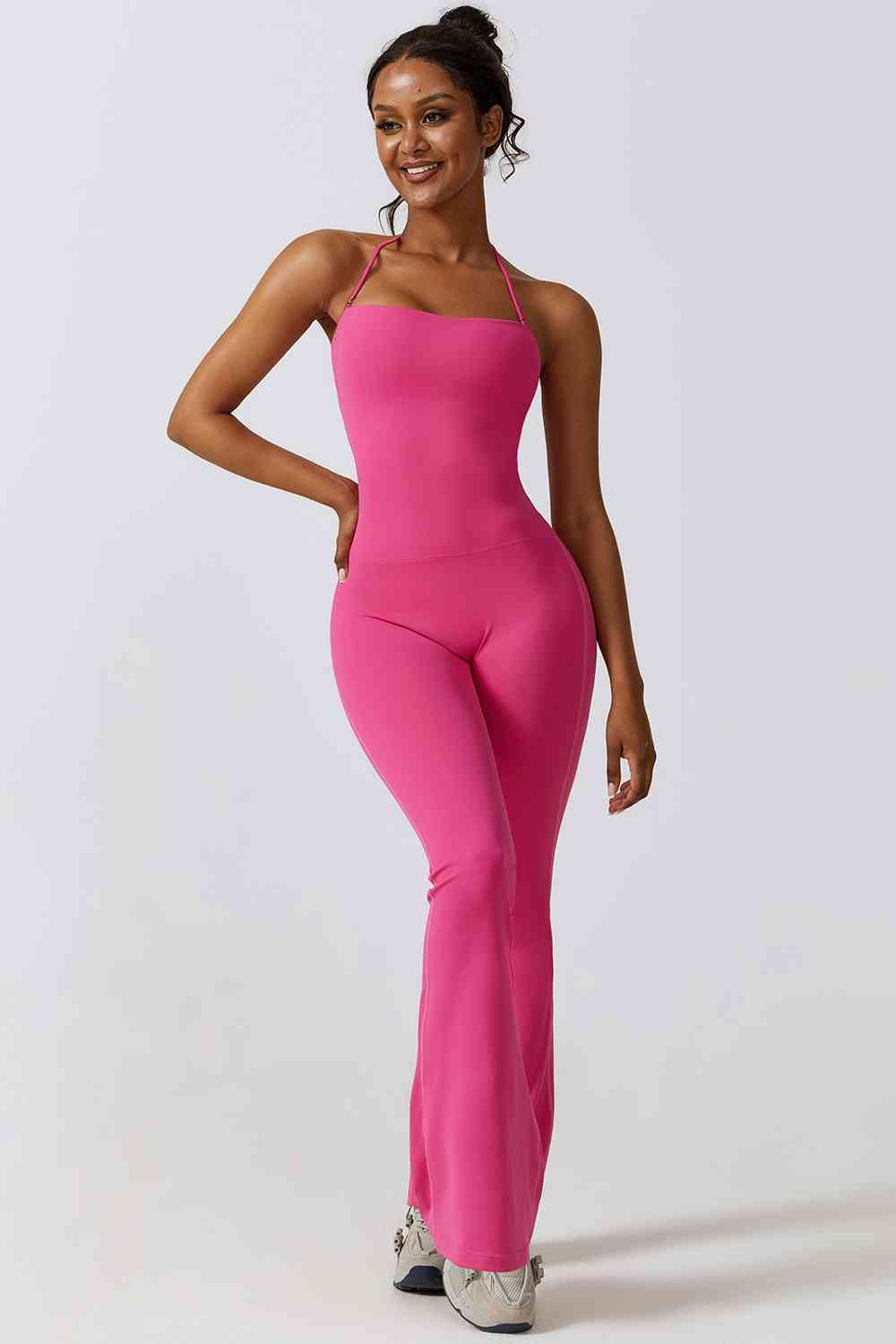 swvws Halter Neck Flare Sport Jumpsuit