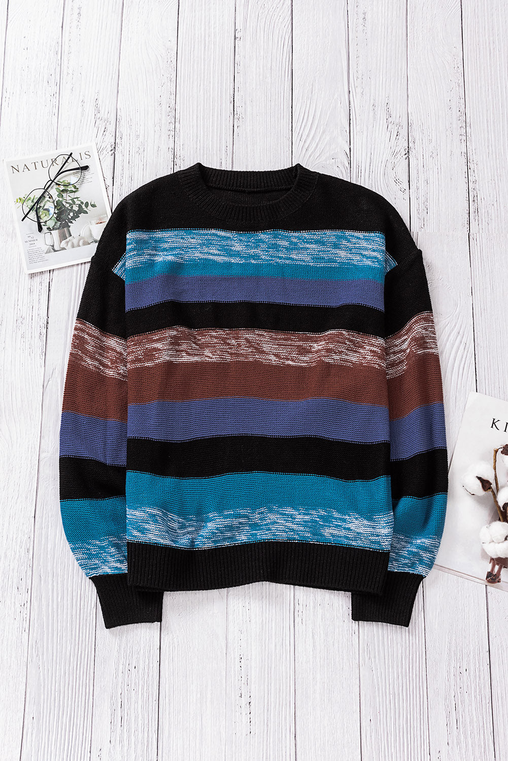 swvws Cozy For Keeps Color Block Drop Shoulder Sweater