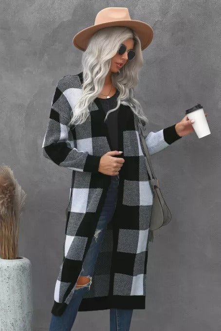 swvws Buffalo Plaid Duster Cardigan