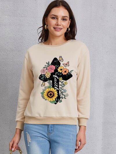 swvws Graphic Round Neck Dropped Shoulder Sweatshirt