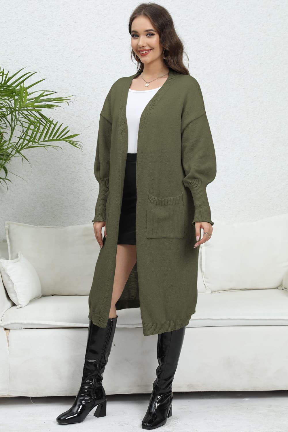 swvws Open Front Dropped Shoulder Cardigan