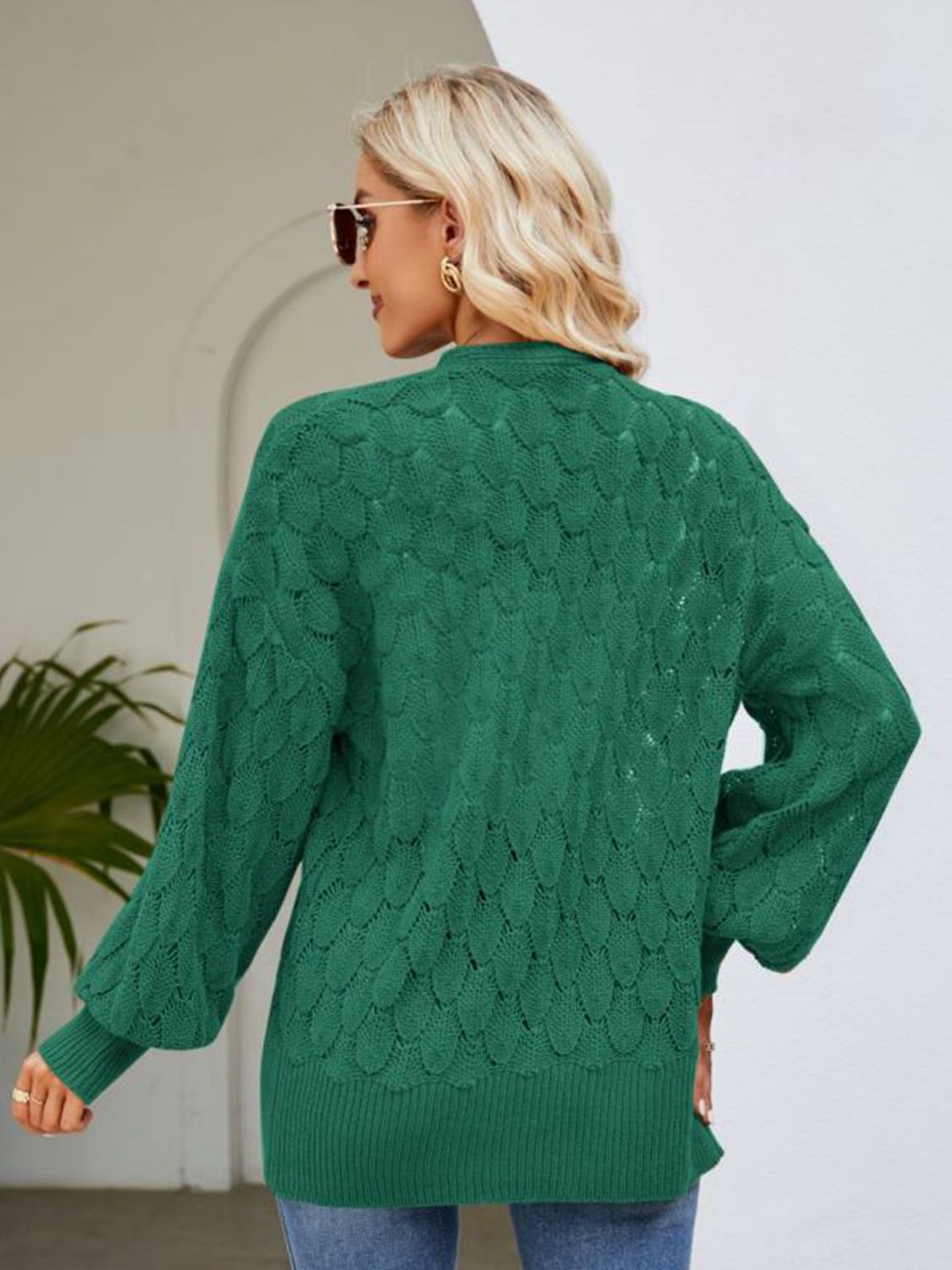 swvws Open Front Ribbed Trim Cardigan